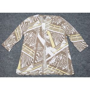 Chicos Ema Jacket Womens 2 Multicolor Vivid Stripes Easywear 3/4 Sleeve Open New